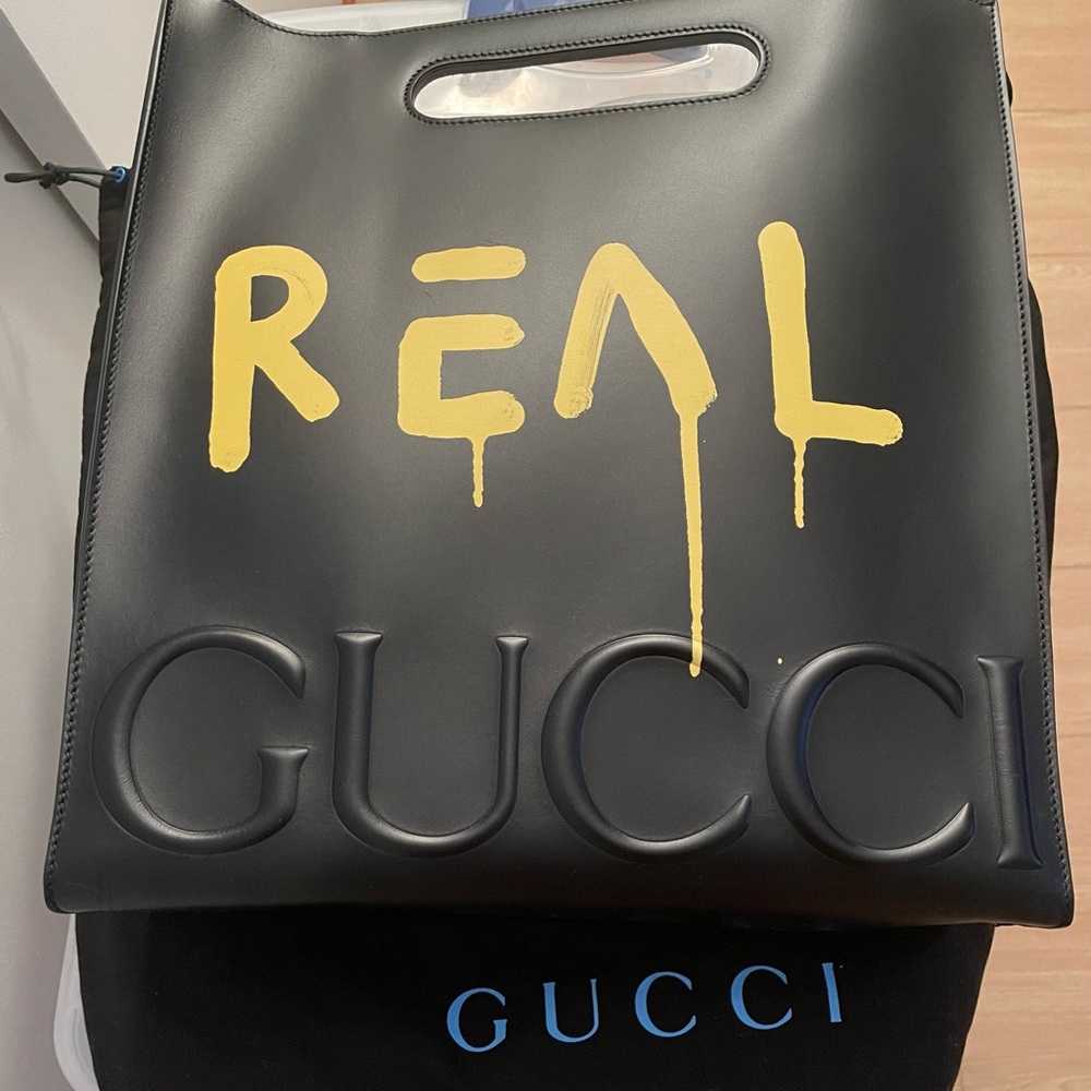 Gucci Medium Ghost GucciGhost XL Tote Trouble Andrew w Dustbag Strap GG Painted
